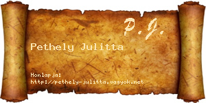 Pethely Julitta névjegykártya